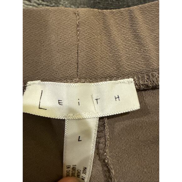Leith-Womens Pull On Pant-Front Pleat Pockets Lightweight-Dark Taupe-Size L - Picture 7 of 14